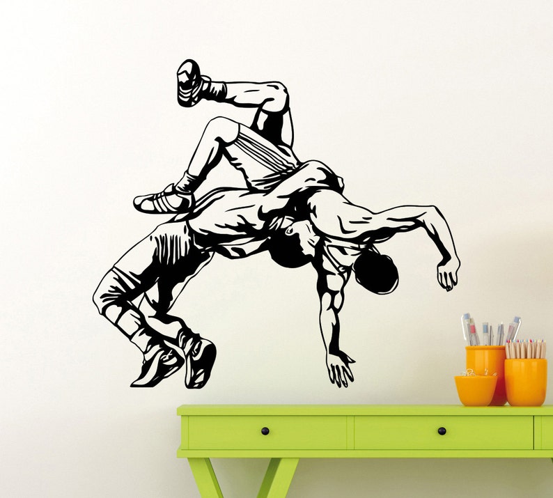 Wrestling Wall Sticker Sports Wrestler Throw Vinyl Decal Home Etsy
