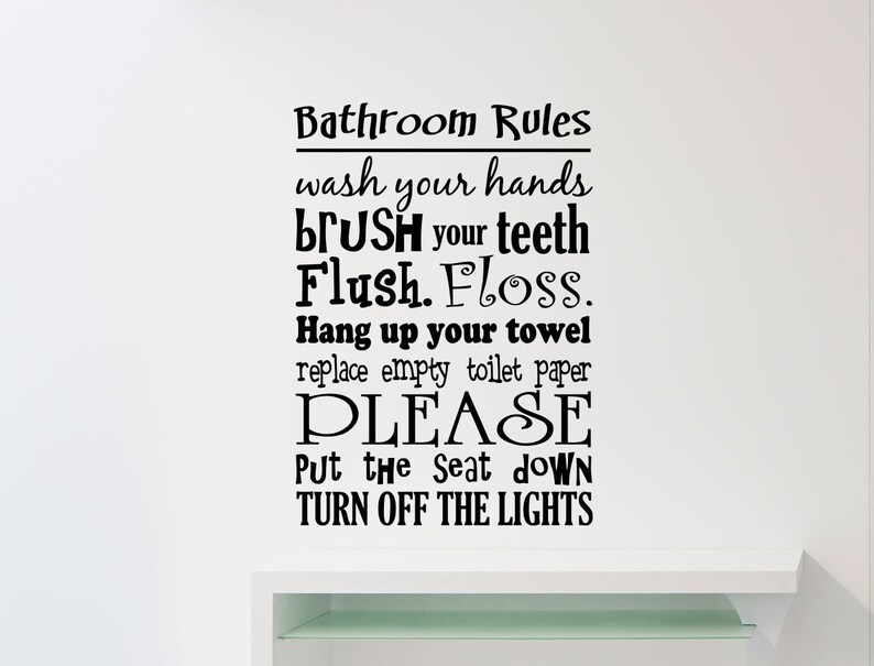 Bathroom Rules Wall Decal Poster E Lettering Wash Your Hands Sign Gift Vinyl Sticker Art Decor Print Stencil Removable Mural 145ct