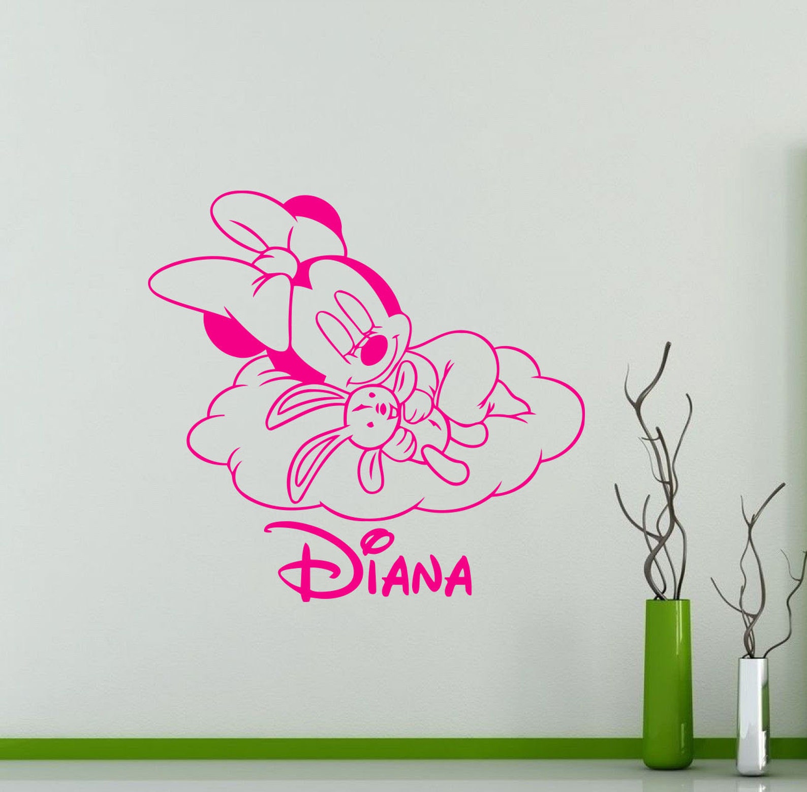 Personalized Minnie Mouse Wall Sticker Cloud Cartoon Disney Etsy