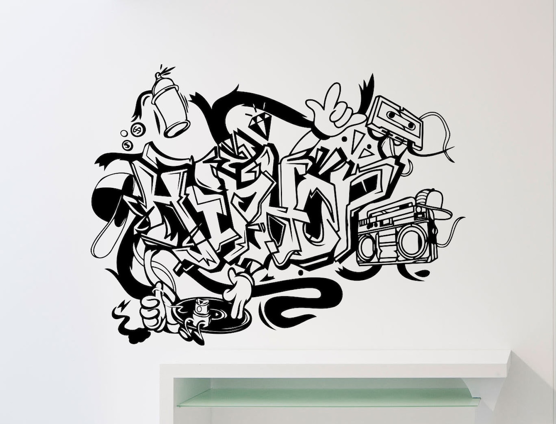 Hip Hop Wall Decal Rap Graffiti Music Vinyl Sticker Home Room Etsy