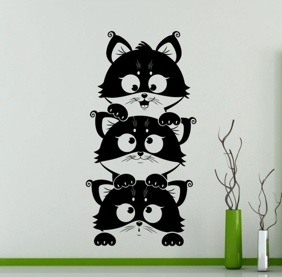 Kitten Wall Sticker Cute Kitty Pets Cat Vinyl Decal Home Kids Etsy