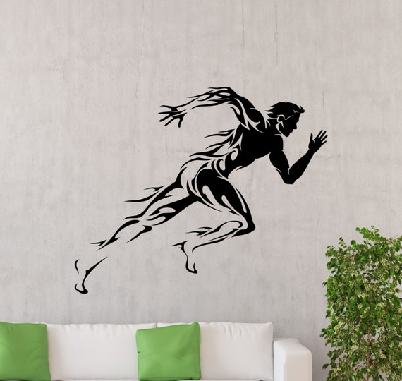 Running Wall Decal Runner Sport Run Athlet Club Fitness Poster Etsy