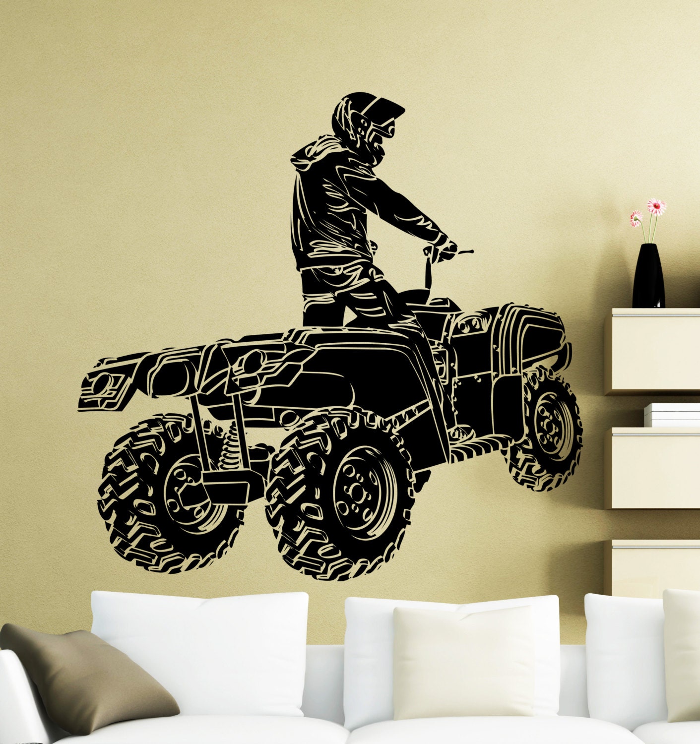 ATV Racer Wall Sticker Garage Car Extreme Sport Vinyl Decal Etsy