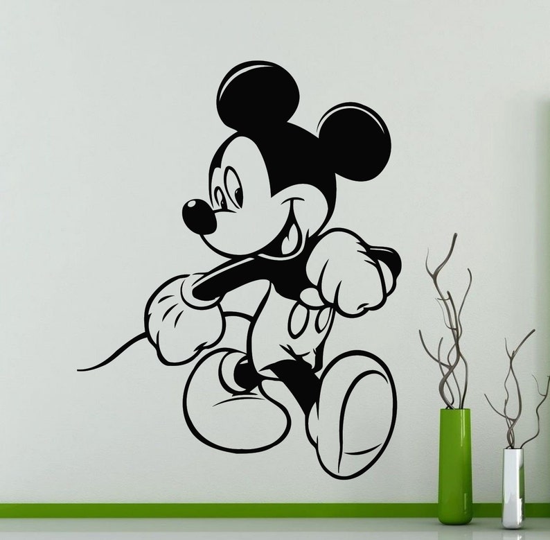 mickey mouse wall sticker cartoon disney vinyl decal home kids etsy