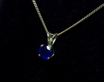 Sapphire gold necklace-Gold 14k pendant with sapphire