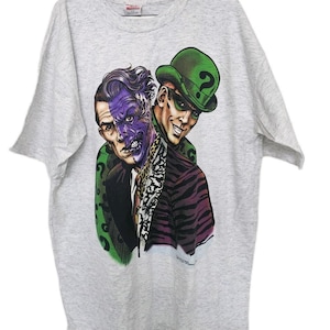 Batman Forever Riddler Jim Carrey & Two Face Vintage 1995 T-Shirt DC Comics RARE