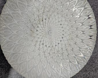 Gold Silver Luster Like Glass Bowl With Peacock Accents