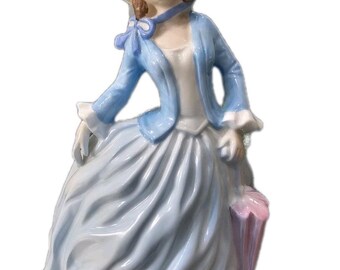Royal County Fine Bone China Figurine Charlotte Lady in Blue Dress Vintage