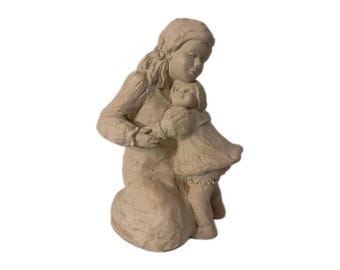 Dee Crowley Vtg Austin Sculpture from "Bright Eyes" Mother & Daughter Embracing