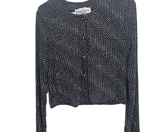Cardigan corto vintage anni '90 Ronni Nicole nero con brillantini