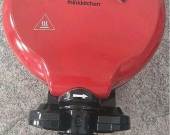 Flip Doub Waffle Maker Belgium Think Kitchen Red Titanium Polypropylene Coating
