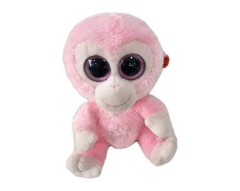 Ty Beanie Boos Julep Pink Monkey Plush 11" Valentine 2011 Red Tail