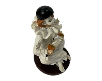figurine de clown Pierrot vintage en céramique