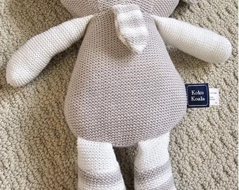 Living Textiles Koko Koala Plush Baby Toy 15" Gray & White Knitted Stuffed Anima