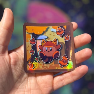 Tanooki Kirby Holographic Sticker