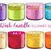 Hand Painted 3 Wick Candle Clipart Set - Rainbow - Candles - Glass Candle - Home Decor - PNG Transparent Digital Files