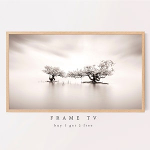 Samsung Frame TV Art, Tree, Submerged Tree, Minimal, Black and White, Digital Download for Samsung Frame, Digital Download