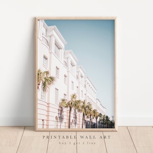 White Hotel with Palms - Digital Wall Art Print - Printable File - JPEG - Photography