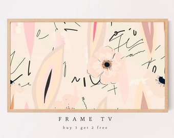Samsung Frame TV Art, Abstract Floral Flowers, Painting, Line Art, Samsung Art TV, Digital Download for Samsung Frame, Digital Download