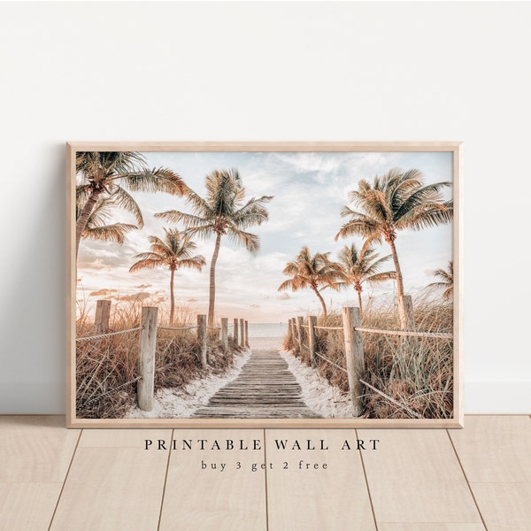 Tropical Sunrise Beach Path in the Palms - Digital Wall Art Print - Printable File - JPEG - Photography