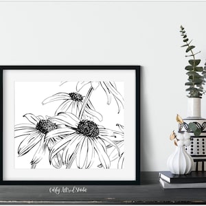 Black-Eyed Susan Floral Archival Print | Floral Print | Flower Art Print | Floral Art | Black and White Floral Art