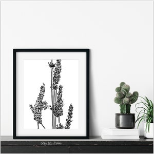 Lavender Floral Archival Print | Floral Print | Flower Art Print | Floral Art | Black and White Floral Art