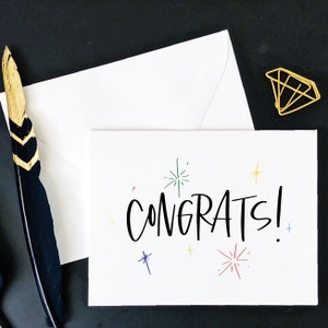 Greeting Card &quot;congrats&quot; fireworks | Congratulations Card | Celebration Card