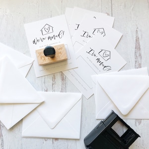 Gepersonaliseerde stempel + bewegende aankondigingskaart set | We hebben ansichtkaart | verplaatst Ik heb ansichtkaart | verplaatst Adreswijziging kaart | Slotgeschenk