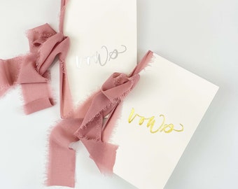 Gold / Silver Foil Pressed Vow Books (Set of 2) - Choose Ribbon Color