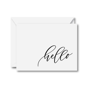 Hello Greeting Card | Hello Card | Friendship Card | Hello Cards | Minimalist Hello Card | Black and White Card | Calligraphy Card
