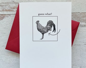 Guess what? Chicken butt card | Funny Friendship Card | Card for Friend | Chicken Puns