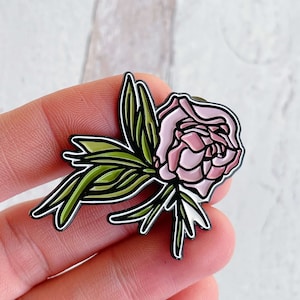 Peony Enamel Pin | Rose Gold Enamel Pin | Silver Enamel Pin | Fun Pin | Floral Enamel Pin | Peony Lapel Pin | Flower Enamel Pin