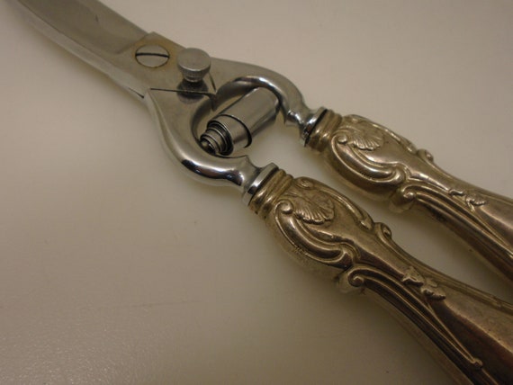 BEAUTIFUL Vintage Sterling Silver Poultry Shears, Chicken Meat