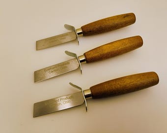 Set van 3 VS Hi-Carbon klein 2,5-inch mes met vierkante punt Utility Crafts Messen Workshop houten handvat, industriële stijl met vingerbeschermers