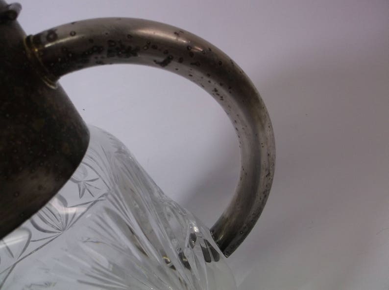 Antique Claret Decanter Fine Cut Crystal Silverplate Handle Etsy