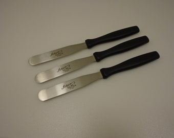 Ateco Set van (3) minibakkers glazuur spatels cupcakes taarten 4 in roestvrijstalen semi-flexibele mesjes kunstenaars ezel schilders palletmessen mixers