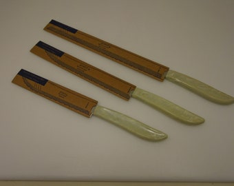 Quikut Quikedge (3) Vintage 1953 roestvrij staal 9,5 inch, 7,5 inch, 5,5 inch snijwerk snijden 'meerdere holle grond snijkanten' Messen