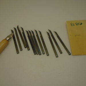 Förlängningskniv, reservblad och handtag, parti med ett dussin blad - 'Sharp Point'-spets, 4 3/4" x 21/64 tum, 20ga, 1EXBS 86803, hantverkskniv