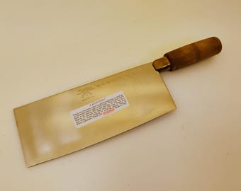 Vintage Green River Works Dexter Russell USA roestvrij Chinees chef-kok mes houten handvat 8 "X 3,25" zwaar snijmes in Aziatische stijl