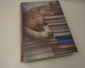 Jigsaw 1000 pc "Cat Nap" Puzzel Gibbs Smith Derde Print collectible Bookcase Style Cat slapen boven op boeken afbeelding door Andrey Khusnutdinov