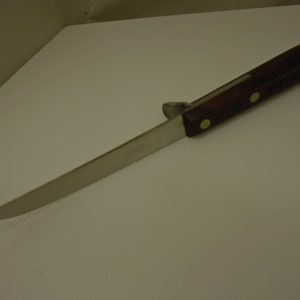 Dexter USA 6inch Straight Stiff Stainless Wide Blade Boning Fillet Knife Finger Guard Style 1376R Wood Handle Stainless Rivets New Old Stock