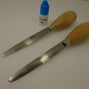 R Murphy Messer-Set, hergestellt in Massachusetts 2 USA Seattle Shuckers Austernmesser Carbon 6,3 cm Klingen # SEOYC massive Ahorngriffe