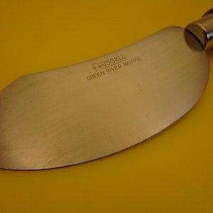 Vintage Russell Green River Works USA Carbon Steel Paper Padding Knife #40 Large 4&quot;X2&quot; Blade New Old Stock