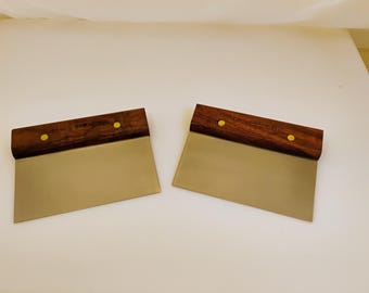 Dexter USA S496 Set (2) Deegsnijders met houten handvat Schrapers 6 x 3 roestvrijstalen messen Nooit gebruikt - uitstekende staat, fabriek, tweede