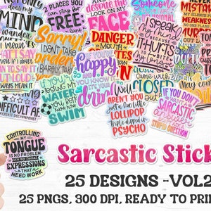 Sarcastic Stickers Png Bundle, Funny Printable Stickers Png, Cricut Print And Cut Stickers, Planner Stickers Png, Snarky Digital Stickers