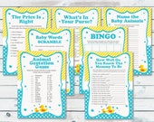 Rubber Ducky Game Bundle, Duck Shower Game Set, Ducky Shower Game Pack, Baby Shower Games Package, Yellow Duck Bundle Printables