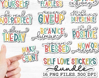 Self Love Stickers, Stickers PNG, Motivational Stickers PNG, Printable Affirmation Stickers, Print And Cut Stickers, Mental Health Stickers