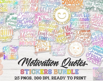 Printable Motivation Stickers Bundle, Mental Health Printable Stickers, Print And Cut Sticker, Planner Stickers, Affirmations Stickers PNG
