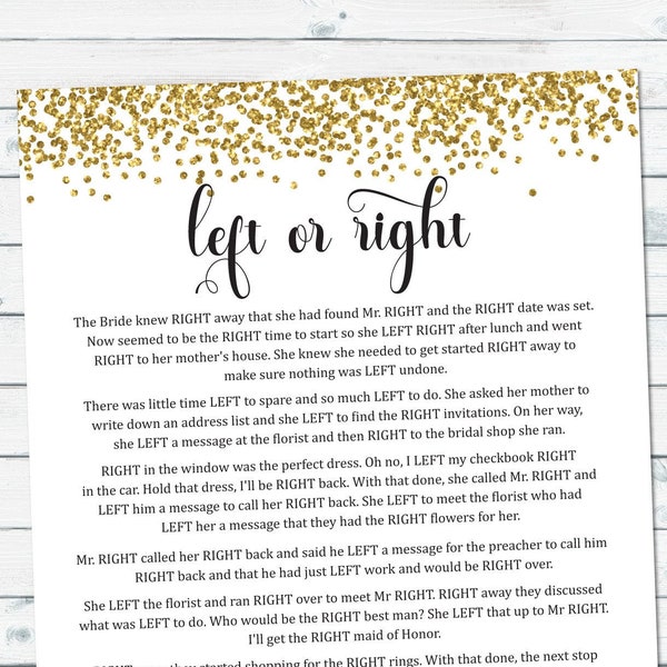 Left And Right Game, Bridal Shower Game Prize, Pass The Prize Game, Left Or Right Bridal Shower Game, Funny Bridal Game, Unique Bridal Game