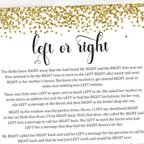 Left and Right Game Bridal Shower Game Prize Pass the Prize Etsy UK